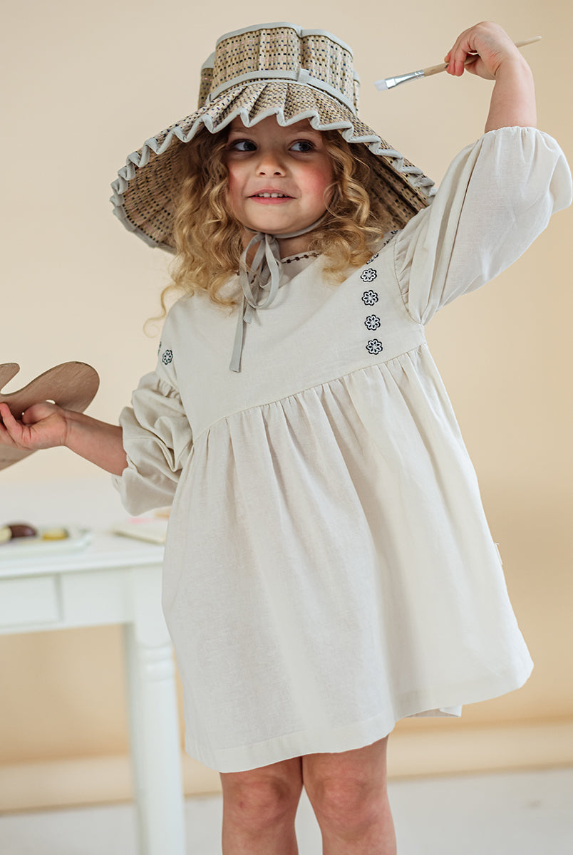 Myrtle Embroidery Dress, Almond – view 3