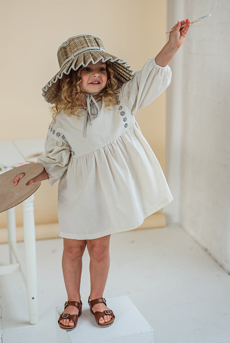 Myrtle Embroidery Dress, Almond – view 6