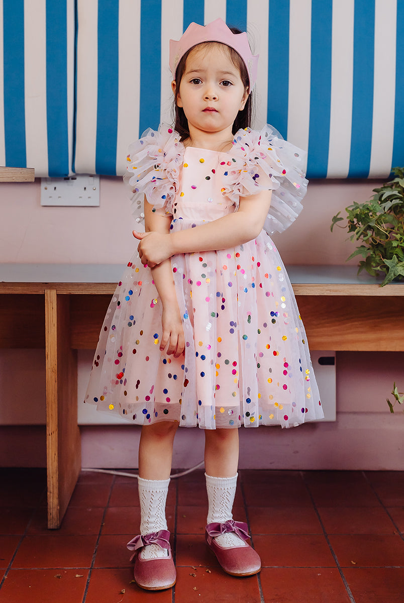 Singapore Tulle Dress, Rainbow Polka – view 7