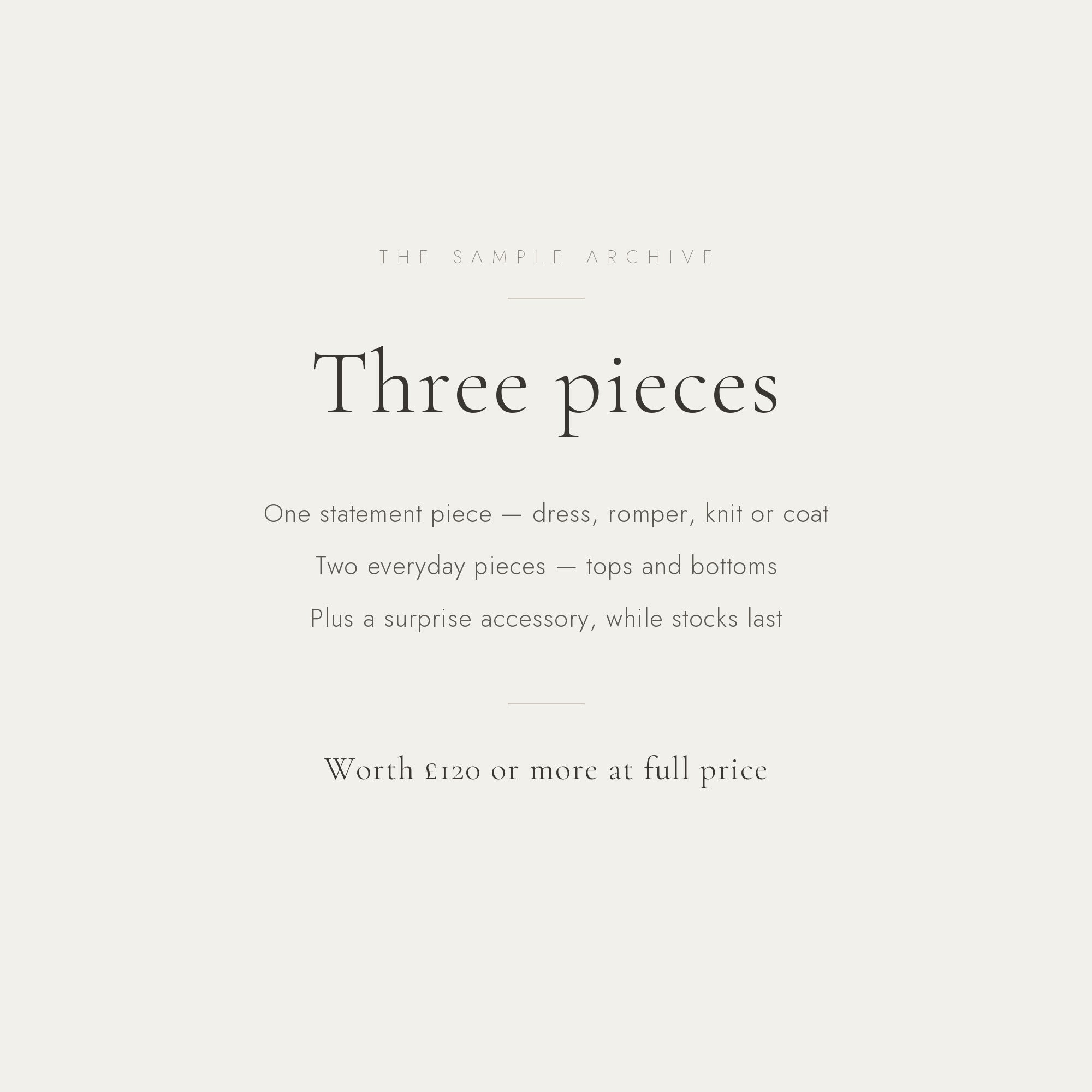 What is inside the three piece Lucky Bag - one statement piece, two everyday pieces, worth 120 pounds or more